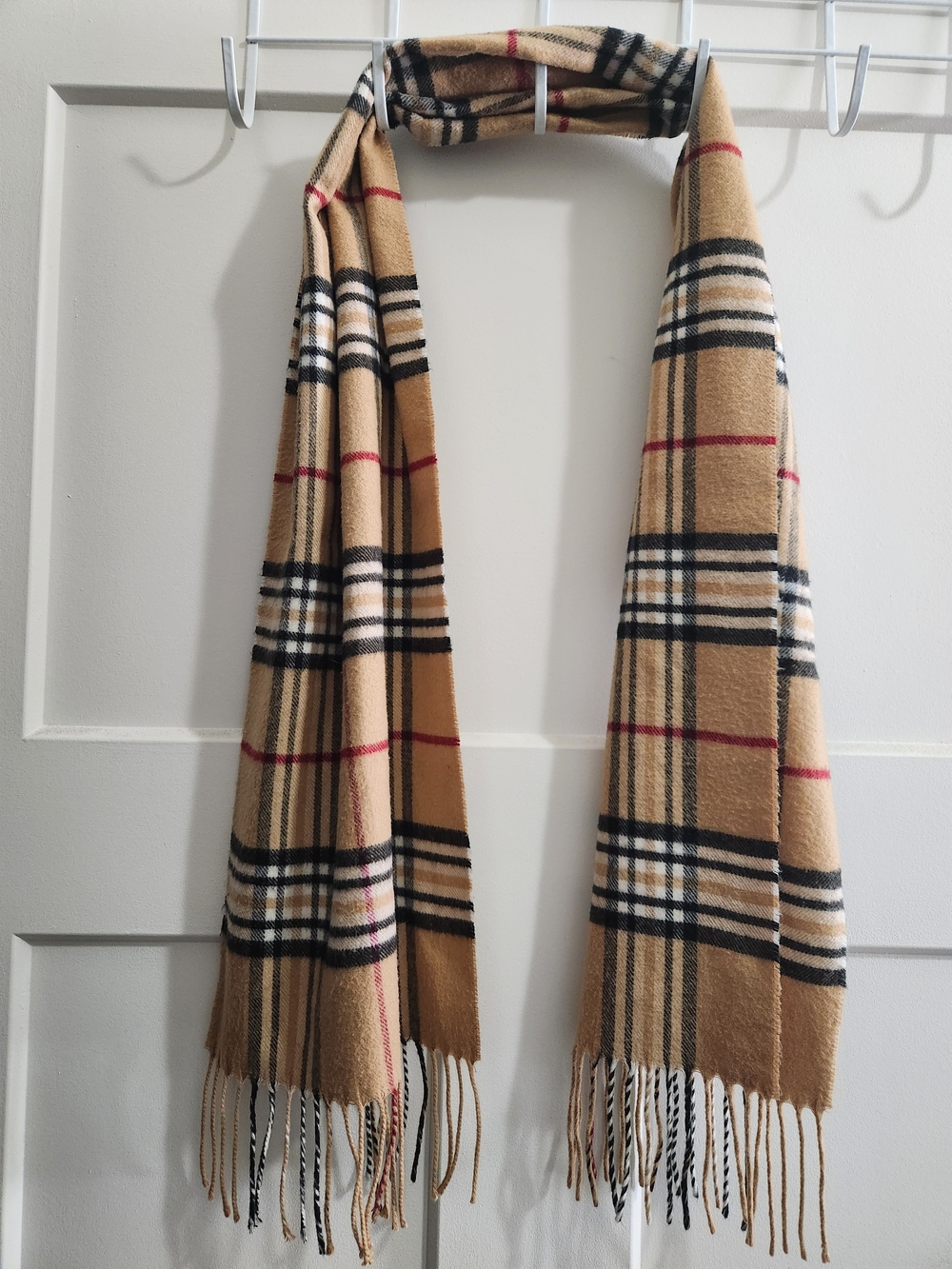 Designer Inspired Womens Scarf-Classic Beige Plaid Design